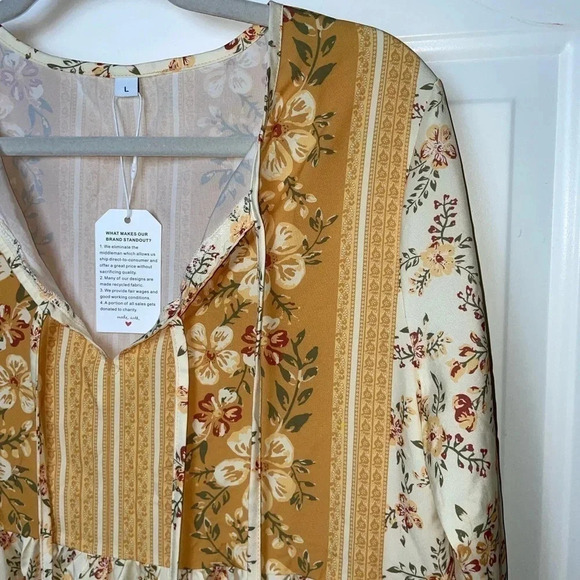 WOMEN’S LONG SLEEVE TOP FLORAL PRINT LIGHTWEIGHT SIZE LARGE - Picture 4 of 12